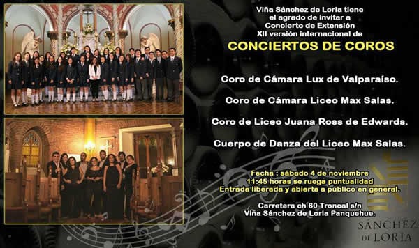 XII versión Internacional de “Conciertos de Coros” en Viña Sánchez de Loria