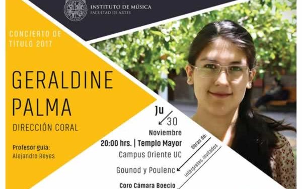 IMUC invita a Concierto de Título de Dirección Coral de Geraldine Palma