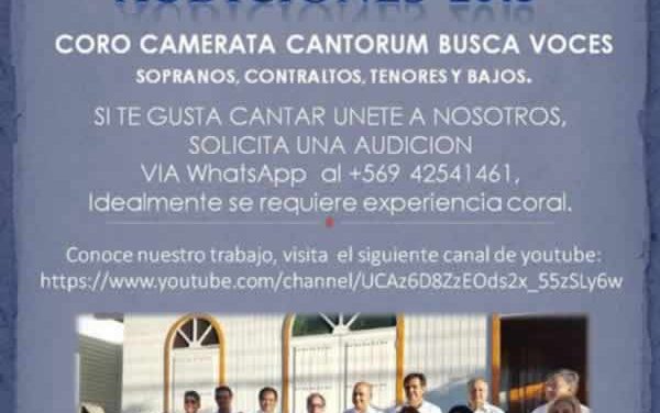 Coro Camerata Cantorum llama a audiciones para cantantes