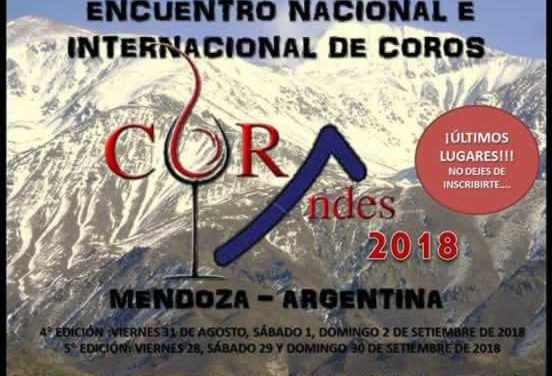 Encuentro Nacional e Internacional de Coros CorAndes 2018 en Argentina