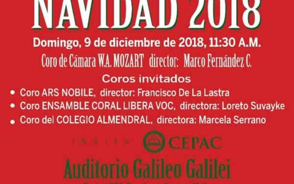 Coro de Cámara W. A. Mozart invita a Concierto Coral de Navidad 2018