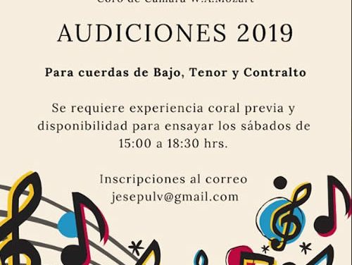 Audiciones 2019 Coro de Cámara W.A. Mozart